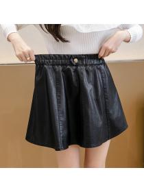 Outlet Popular Loose Slim Black Pu Umbrella skirt