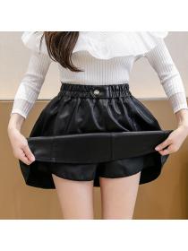 Outlet Popular Loose Slim Black Pu Umbrella skirt