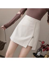 New style High waist Split Autumn fashion A-line Skirt