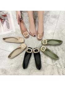Outlet New style square buckle all-match western style soft bottom ins fashion outer wear large size shoes