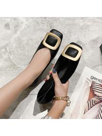 Outlet New style square buckle all-match western style soft bottom ins fashion outer wear large size shoes