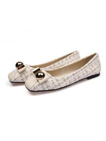 Outlet New fashion matching soft-soled metal buckle linen outer wear flat shoes