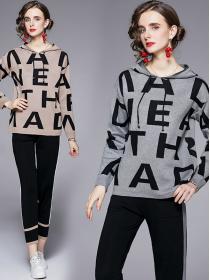 Even  Cap Letter Printing Knitting Fashion Suits 