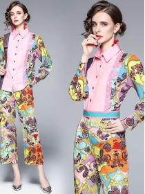 On Sale Doll Collars Printing Tall Waist Fashion Suits
