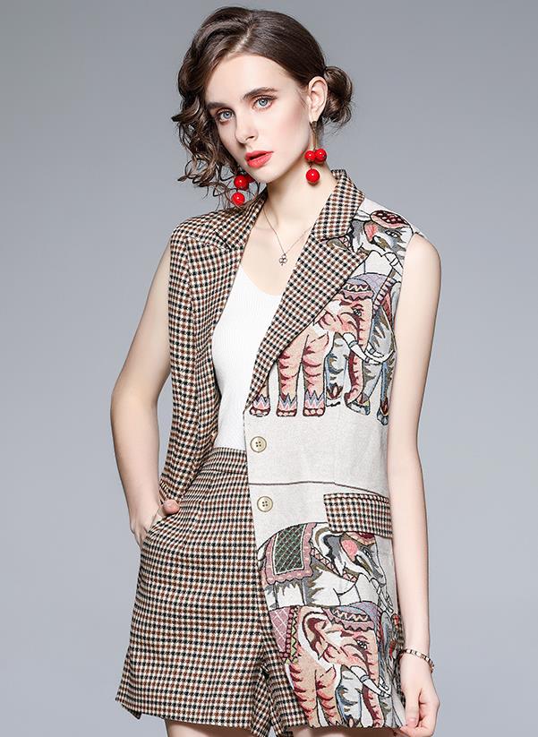 New Style Printing Grid Nobel Color Matching Suits