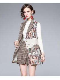 New Style Printing Grid Nobel Color Matching Suits 
