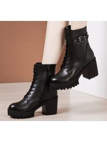 Outlet Cool Winter Fashion  Round-toe Thick Flatform High heels Boots