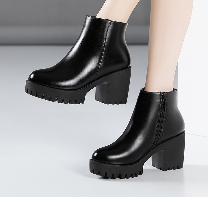 Outlet Sexy round-toe Thick Flatform High heels Boots