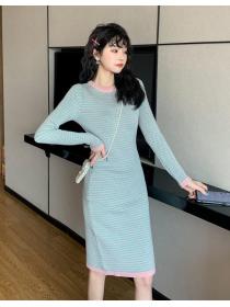 Korean Style Grid Printing Fashion Nobel Dress 
