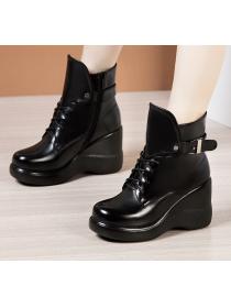 Outlet Sexy Round-toe Thick Flatform High heels Shoelace Boots