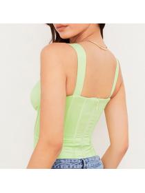 Outlet hot style sexy V-neck backless plain corset crop top