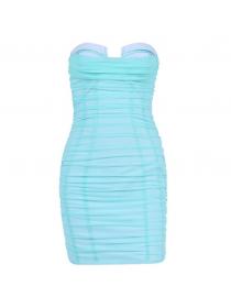 Outlet hot style sexy party wear gauze high-waist hip-full tube dress
