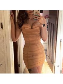 Outlet hot style sexy party wear gauze high-waist hip-full tube dress