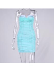 Outlet hot style sexy party wear gauze high-waist hip-full tube dress