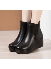 Outlet Stylish Round-toe Thick Flatform High heels Boots