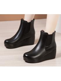 Outlet Stylish Round-toe Thick Flatform High heels Boots