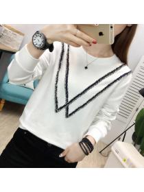 Outlet Autumn new Fashionable Round-neck Matching Long-sleeved Warm T-shirt
