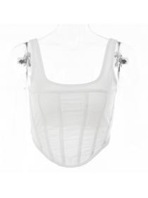 Outlet hot style sexy party wear Transparent crop vest