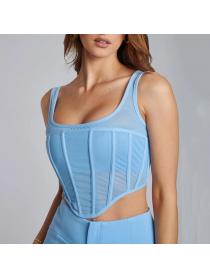 Outlet hot style sexy party wear Transparent crop vest