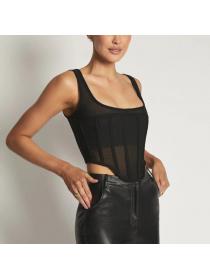 Outlet hot style sexy party wear Transparent crop vest