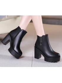 Outlet Cool Round-toe Thick Flatform High heels Martin Boots