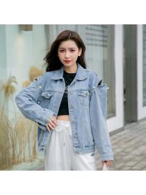 Autumn new arrival Korea style Loose Detachable sleeve Denim Jacket