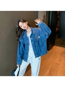 Outlet Autumn fashion Korean style Macthing Plain Denim jacket