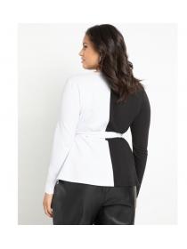 Outlet Stylish business black and white patchwork office top
