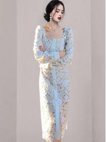 Korean Style Lace Hollow Out Nobel Dress 