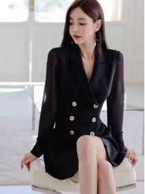 Korean Style OL  Nobel Fashion Button Matching Dress