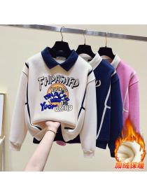 Outlet Autumn and winter new cashmere Korea style cartoon hoodie casual loose top