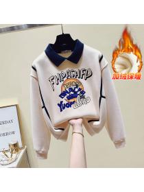 Outlet Autumn and winter new cashmere Korea style cartoon hoodie casual loose top 
