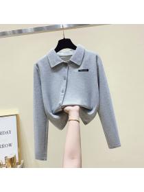 Outlet Autumn and winter new cashmere plain hoodie casual loose split top 
