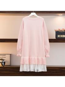 Outlet Autumn winter new style thin long sweater splicing snow spins knit dress