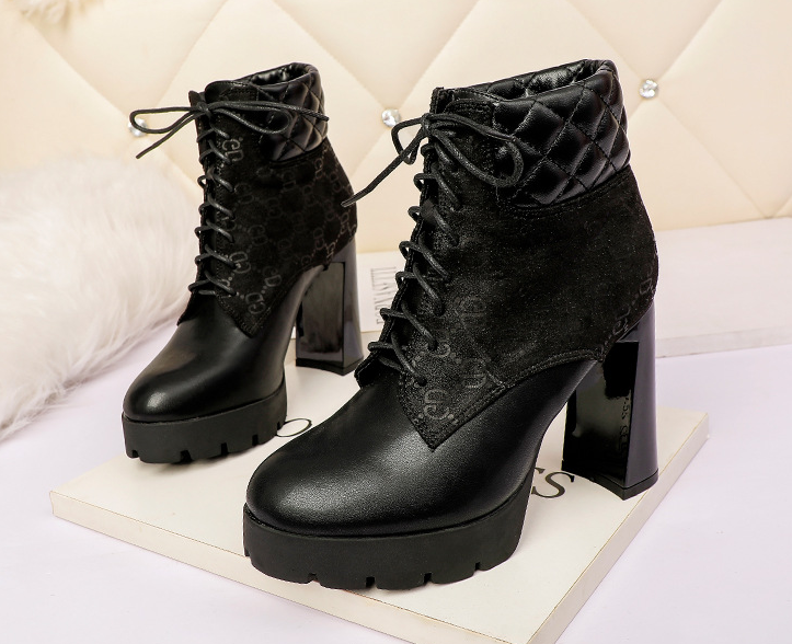 Outlet sexy show skinny high heel thick heel ankle boots Martin boots