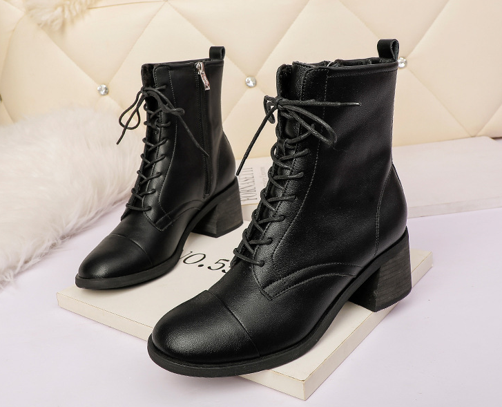Outlet Sexy Slim British style lace-up thick heels motorcycle Martin boots