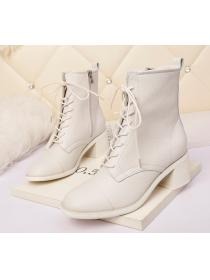 Outlet Sexy Slim British style lace-up thick heels motorcycle Martin boots