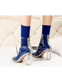 Outlet Sexy pointy toe high heels transparent chunky heels women's ankle boots