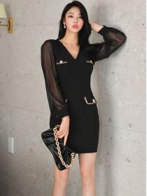 Korean Style V Collars   Slim    Nobel Fashion Dress