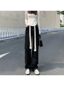 Outlet Autumn new women's loose high waist slim straight wide leg casual jeans