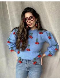 Outlet knit cherry adornment sweater female new style loose long sweater