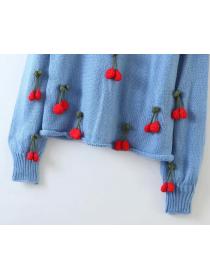 Outlet knit cherry adornment sweater female new style loose long sweater