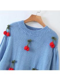 Outlet knit cherry adornment sweater female new style loose long sweater