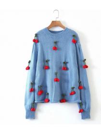 Outlet knit cherry adornment sweater female new style loose long sweater