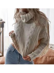 Outlet Fashionable sweater loose large-size long-sleeved pullover high-neck twist sweater