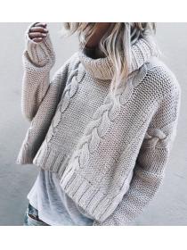 Outlet Fashionable sweater loose large-size long-sleeved pullover high-neck twist sweater