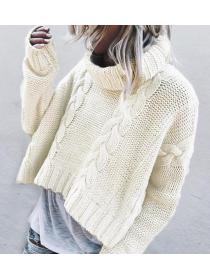 Outlet Fashionable sweater loose large-size long-sleeved pullover high-neck twist sweater