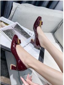 Temperament thick middle-heel side buckle shoes for women