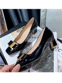 Temperament thick middle-heel side buckle shoes for women