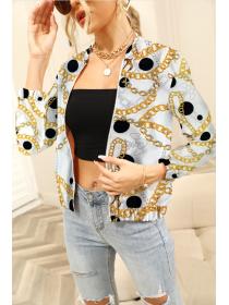 Outlet Zip decoration printing cardigan autumn jacket